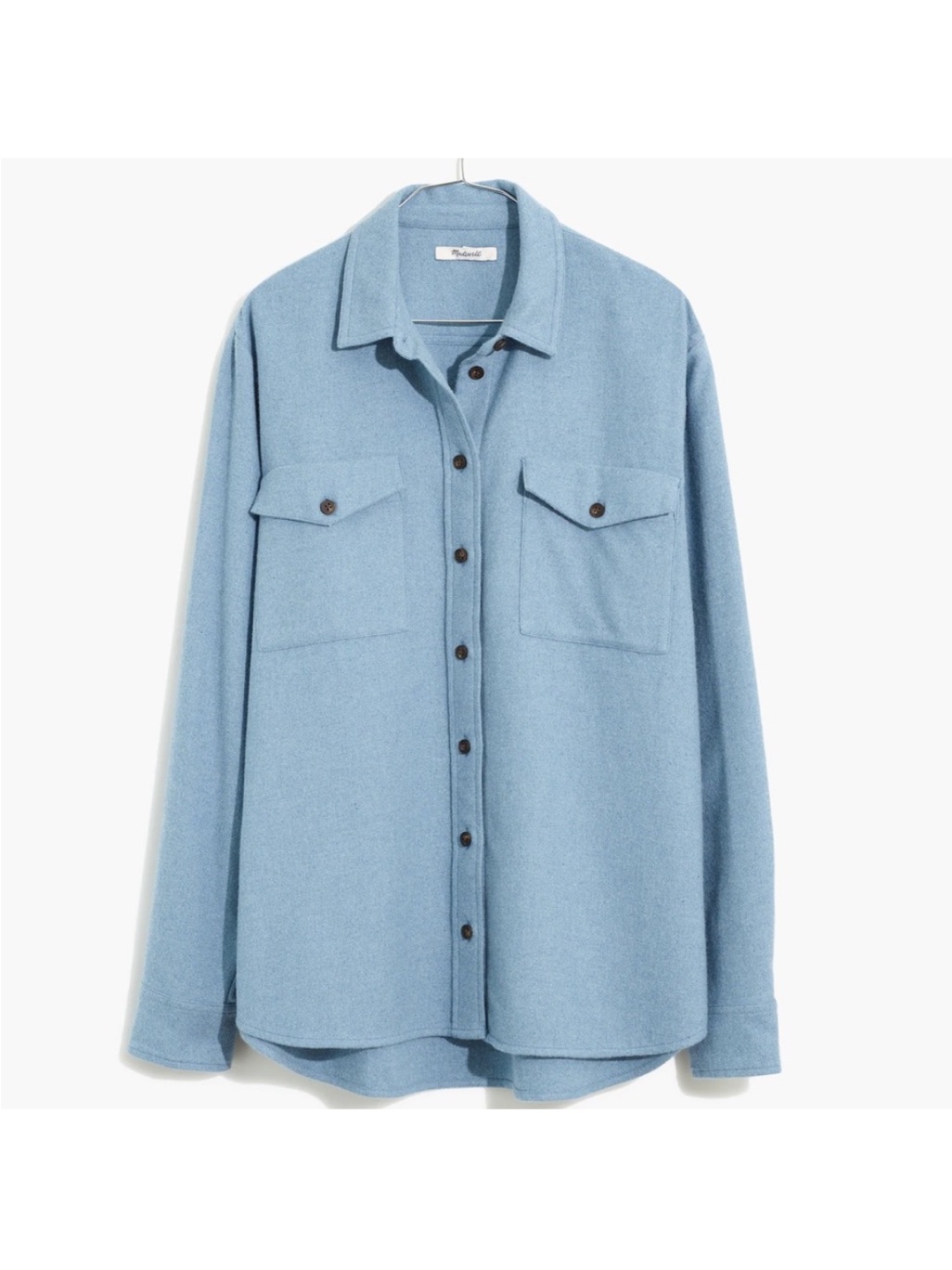 Madewell Flannel Flap Pocket Ex Boyfriend Shirt Light Blue